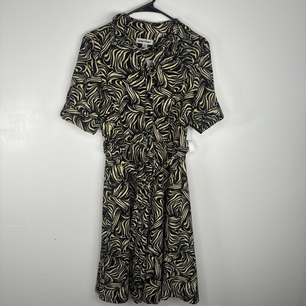 Shelby & Palmer Print Button Down Dress Sz 8 Casual Career Belted